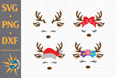 Reindeer Head SVG&2C; PNG&2C; DXF Digital Files Include