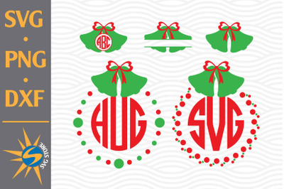 Christmas Bell Monogram SVG&2C; PNG&2C; DXF Digital Files Include