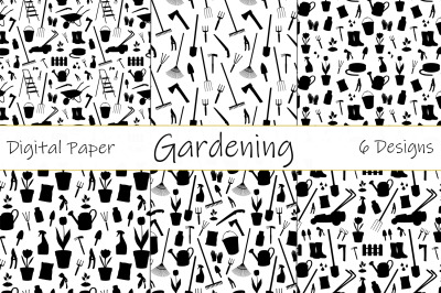 Gardening silhouettes pattern. Garden tools pattern SVG