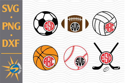 Sport Ball Monogram SVG&2C; PNG&2C; DXF Digital Files Include