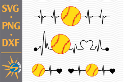 Softball Heartbeat SVG, PNG, DXF Digital Files Include