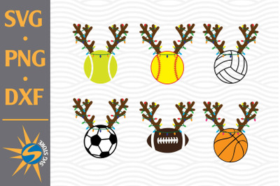 Sport Ball Reindeer Antler SVG, PNG, DXF Digital Files Include