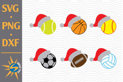 Sport Ball Santa Hat SVG, PNG, DXF Digital Files Include