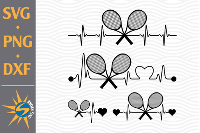 Tennis Racket Heartbeat SVG, PNG, DXF Digital Files Include