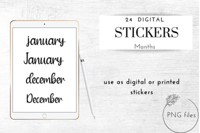Handwritten Month Names&2C; GoodNotes Stickers&2C; Digital Bullet Journal Stickers