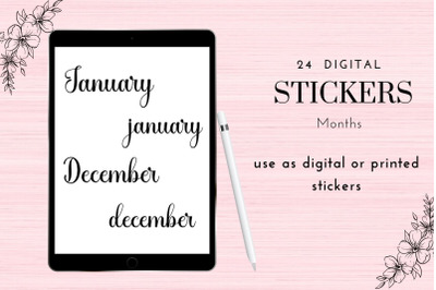 Handwritten Month Names&2C; GoodNotes Stickers&2C; Digital Bullet Journal St