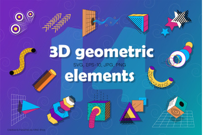 3D geometric design elements.