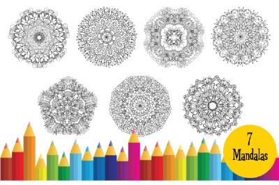 7 Mandala Coloring Pages for Adults&2C; Printable Coloring Sheets&2C; Instan