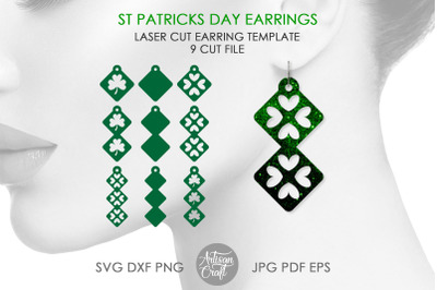 Clover earrings SVG, St Patrick&#039;s day earrings