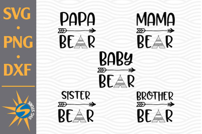 Bear Family SVG, PNG, DXF Digital Files Include