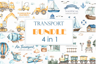 Transport bundle. Watercolor