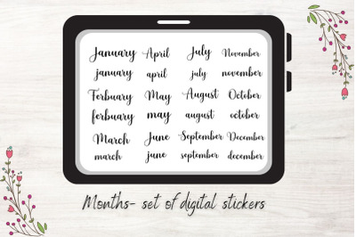 Handwritten Month Names&2C; GoodNotes Stickers&2C; Digital Bullet Journal St