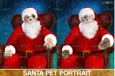 Santa Pet portrait template &amp;amp; Santa overlay&2C; Christmas overlay