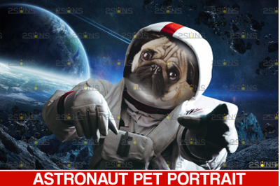 Astronaut Pet portrait template, &amp; Digital pet art, Pet painting