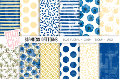 Blue Florish Seamless Patterns