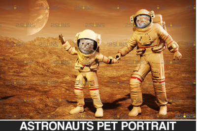 Astronaut Pet portrait template, &amp; Digital pet art, Pet painting