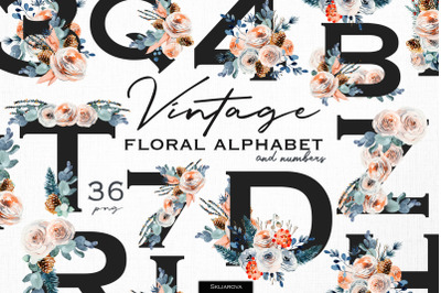 Vintage floral alphabet