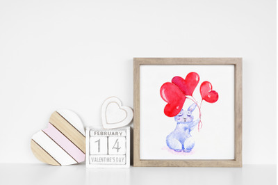 Cute Bunny in Love. Valentines illustration