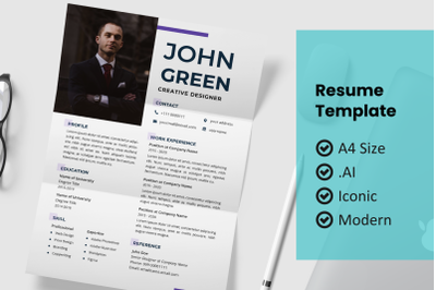 Modern line resume design template