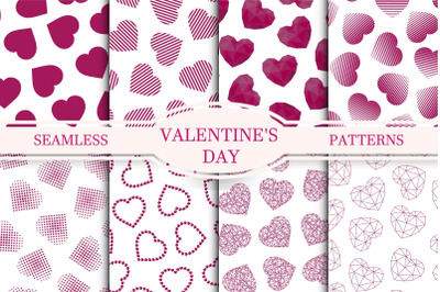 Vector seamless patterns with hearts