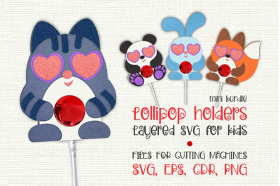 Cute animals Lollipop holders SVG mini bundle