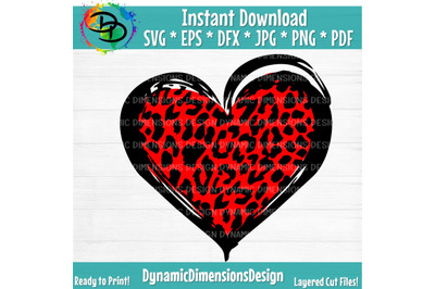 Leopard Heart SVG, Png, Jpg, Leopard Print, Heart SVG, Leopard SVG, Sv