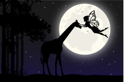 fairy and giraffe silhouette