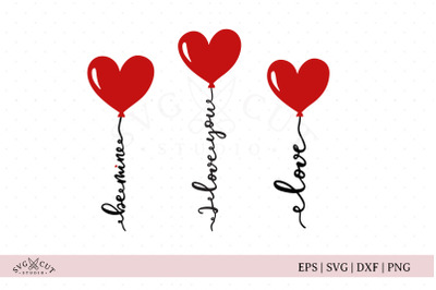 Valentines Day Heart Balloons SVG Cut Files
