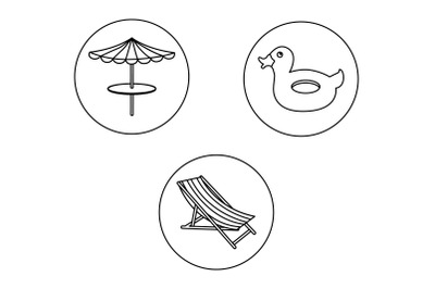 Umbrella Outline Vector Icon Bundle