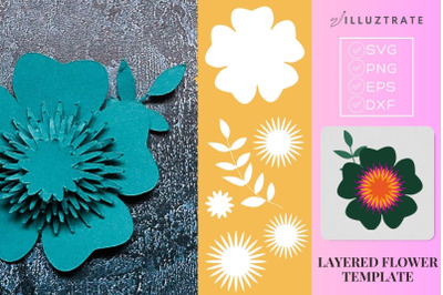 3D Flower Template SVG | DIY Flower SVG | Paper Flower SVG
