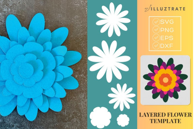 3D Flower Template SVG | DIY Flower SVG | Paper Flower SVG