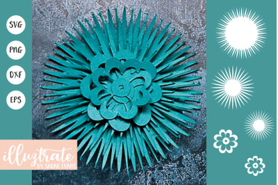 Paper Flower Template SVG Cut File | Layered Flower SVG \| Flower SVG