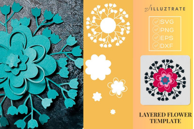 Paper Flower Template SVG Cut File | Layered Flower SVG \| Flower SVG