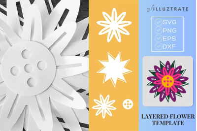 Layered Flower SVG | Flower Template SVG | Paper Flower SVG | Paper