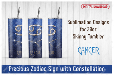 Cancer. Zodiac Sign with Constellation 20oz SKINNY TUMBLER.