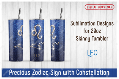 Leo. Zodiac Sign with Constellation 20oz SKINNY TUMBLER.