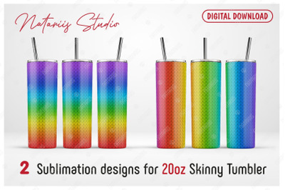 2 Realistic Tiger Print Patterns for 20oz SKINNY TUMBLER. Rainbow styl