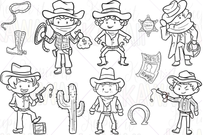 Cow Boys Digital Stamps
