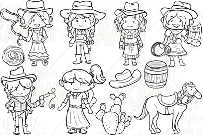 Cow Girls Digital Stamps