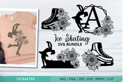 Ice Skating SVG Design bundle cut file - Monogram, Name tag