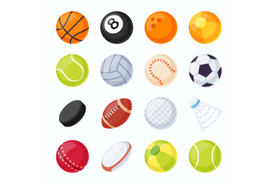 Sport balls. Soccer, tennis, volleyball, baseball and football equipme