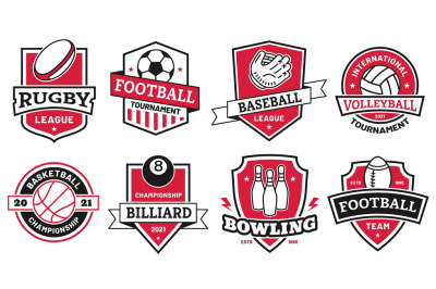 Ball sports logo. Badges for american football, soccer and basketball