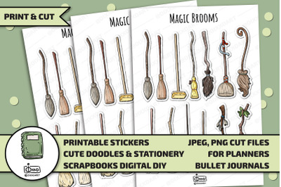 Brooms Printable Digital Stickers