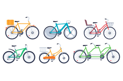 Bicycle of set color flat for adult and kids