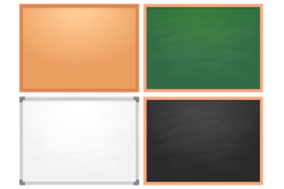 School chalkboard, cork board, whiteboard for markers