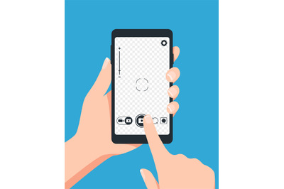 Taking photo with smartphone. Vector photo screen