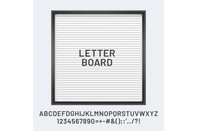 White letter board with font abc and numbers