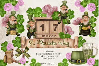 St. Patrick&amp;&23;039;s Day Clipart Leprechaun Shamrock Clover