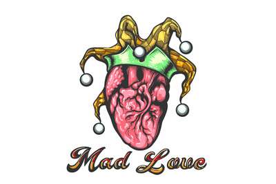 Human Heart with Jester Cap Tattoo