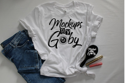 White T-shirt&2C; Hair Brush&2C; Mockups Graphic